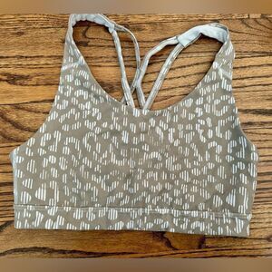 OLD NAVY Active Strappy Back Sports Bra Tan Leopard Animal Print M
